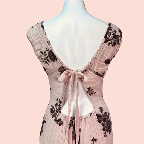 Free People Forget Me Not Midi Maxi Dress Peach Gray XS - Picture 6 of 12